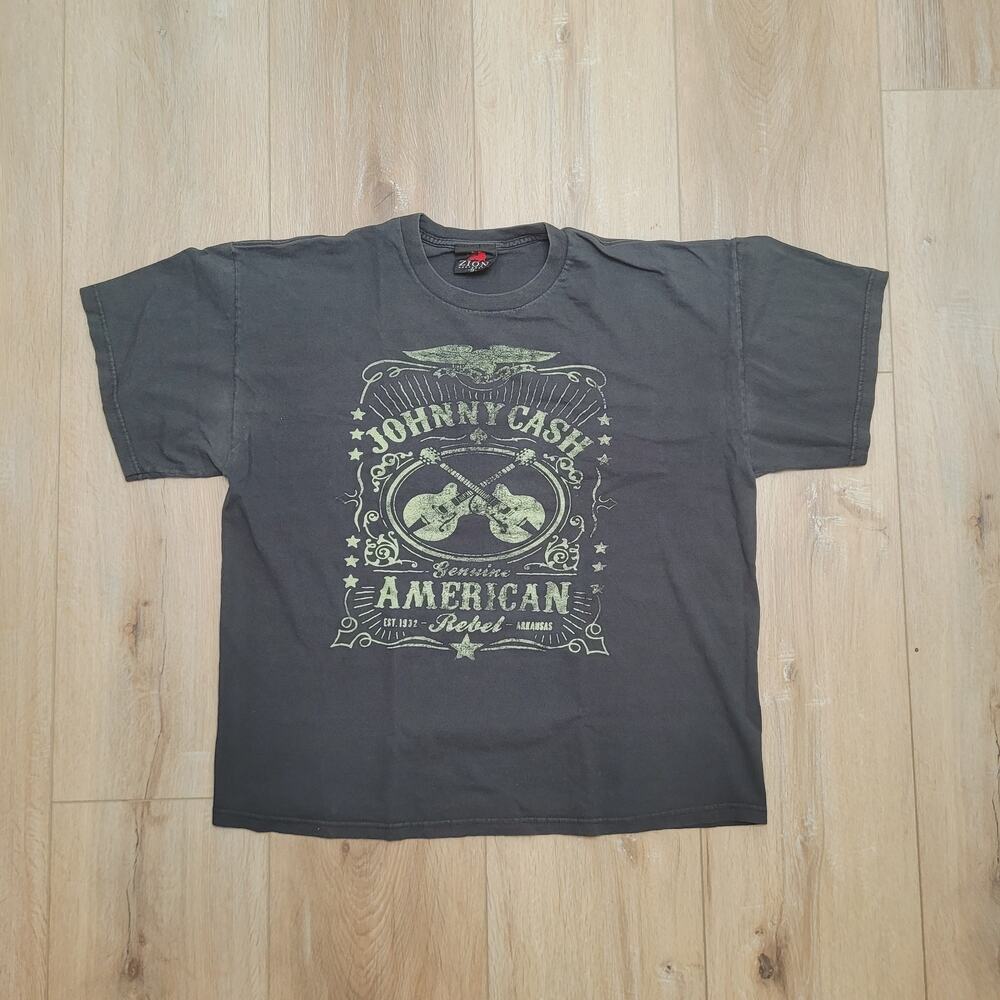 Johnny Cash Shirt Mens Large L Zion Rootswear Boxy Fit Tag 1X American Rebel